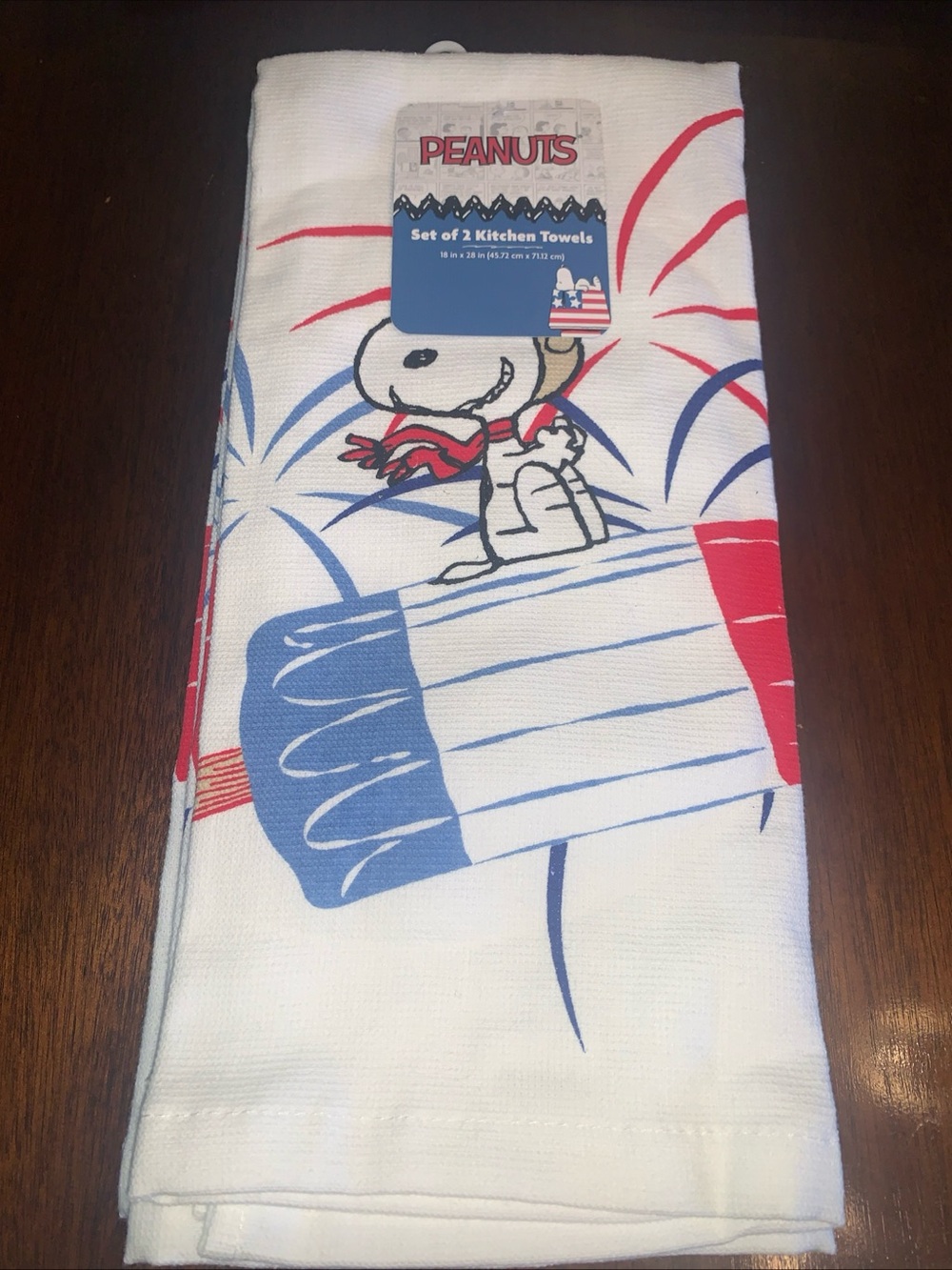 Peanuts Snoopy as Red Baron Set of 2 Patriotic 4th of July Kitchen Towels, NEW